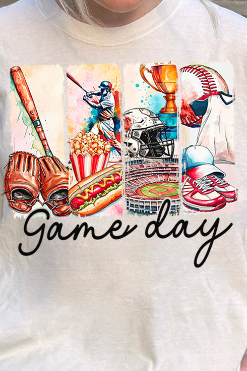Retro Baseball Game Day Comfort Colors Adult Ring-Spun Cotton Tee