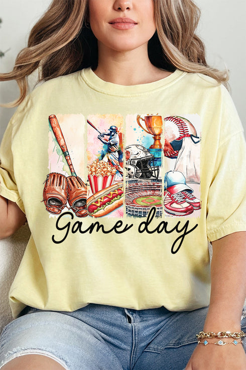 Retro Baseball Game Day Comfort Colors Adult Ring-Spun Cotton Tee
