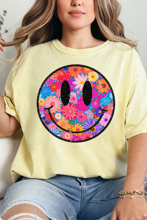 Retro Happy Smiles Comfort Colors Adult Ring-Spun Cotton Tee