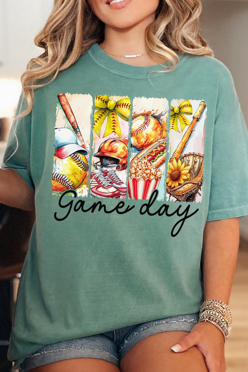 Retro Softball Game Day Comfort Colors Adult Ring-Spun Cotton Tee