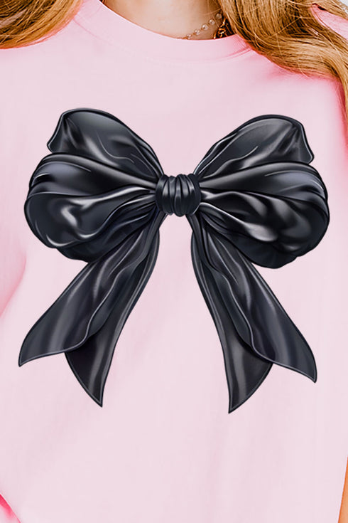 Satin Black Bow Comfort Colors Adult Ring-Spun Cotton Tee