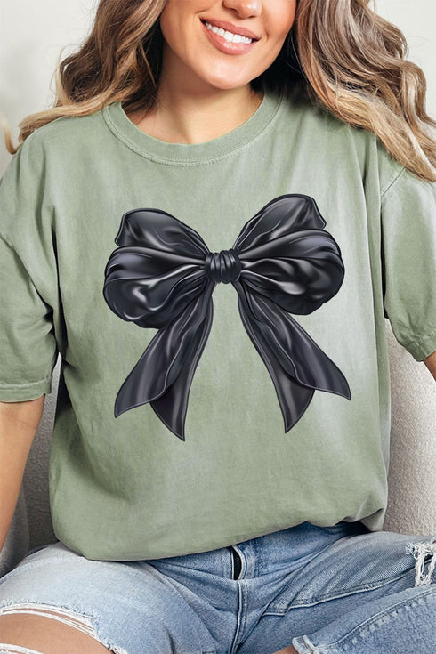 Satin Black Bow Comfort Colors Adult Ring-Spun Cotton Tee