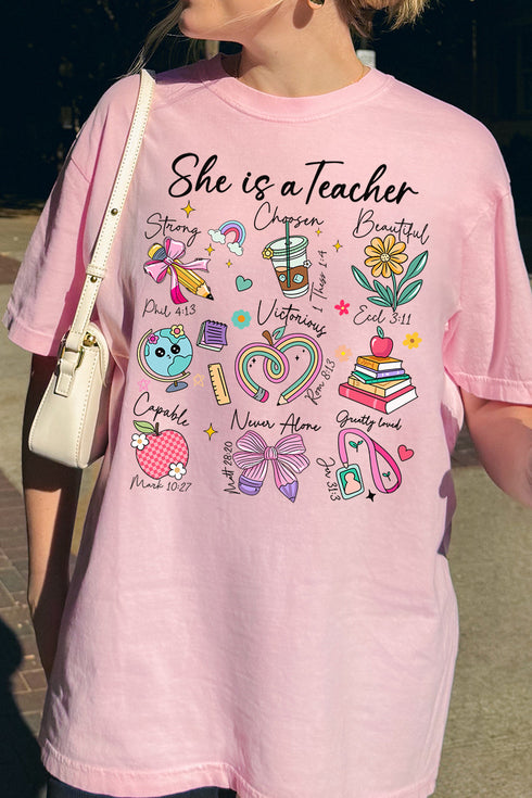 She Is A Teacher Comfort Colors Adult Ring-Spun Cotton Tee