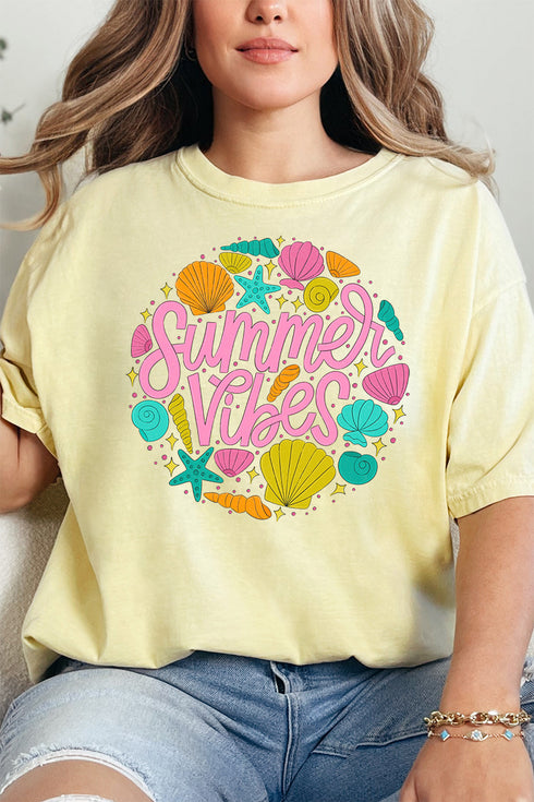 Shells & Summer Vibes Comfort Colors Adult Ring-Spun Cotton Tee