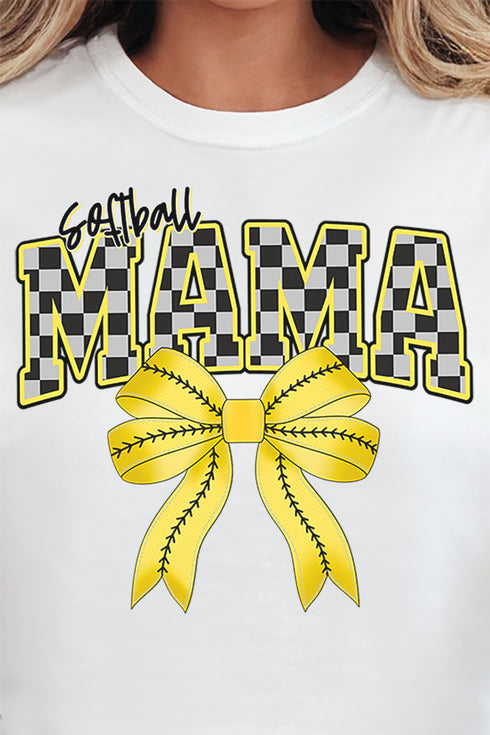 Softball Checkered Mama Comfort Colors Adult Ring-Spun Cotton Tee