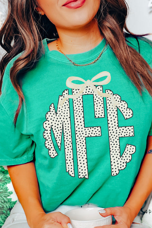 Speckle 3 Letter Monogram Comfort Colors Adult Ring-Spun Cotton Tee