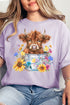 Springtime Highland Cow Comfort Colors Adult Ring-Spun Cotton Tee