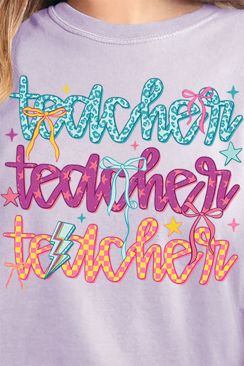 Stacked Colorful Teacher Comfort Colors Adult Ring-Spun Cotton Tee