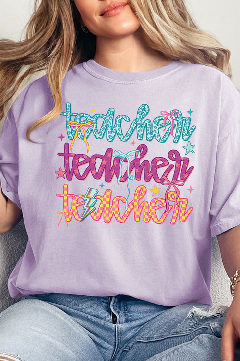 Stacked Colorful Teacher Comfort Colors Adult Ring-Spun Cotton Tee