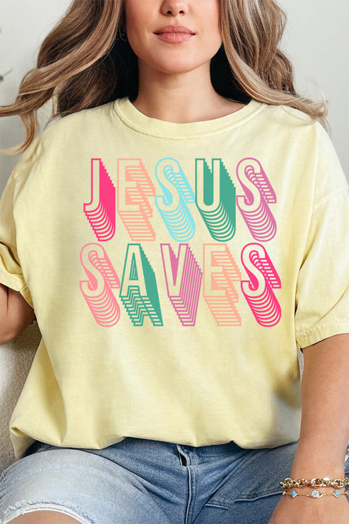 Stacked Jesus Saves Comfort Colors Adult Ring-Spun Cotton Tee