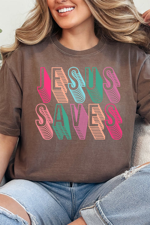 Stacked Jesus Saves Comfort Colors Adult Ring-Spun Cotton Tee