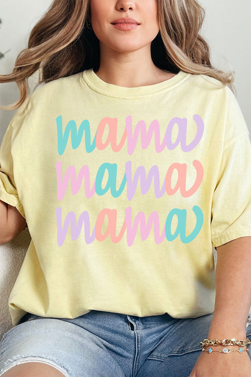 Stacked Pastel Mama Comfort Colors Adult Ring-Spun Cotton Tee