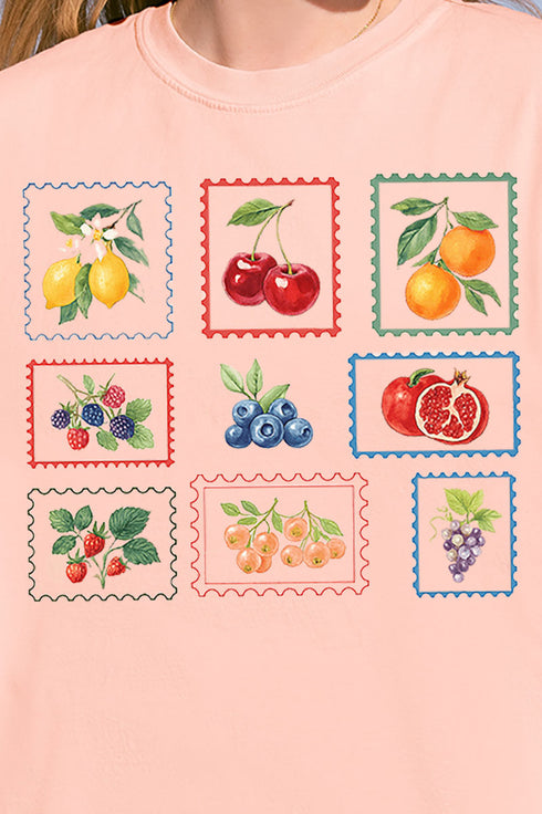 Summer Fruit Stamps Comfort Colors Adult Ring-Spun Cotton Tee