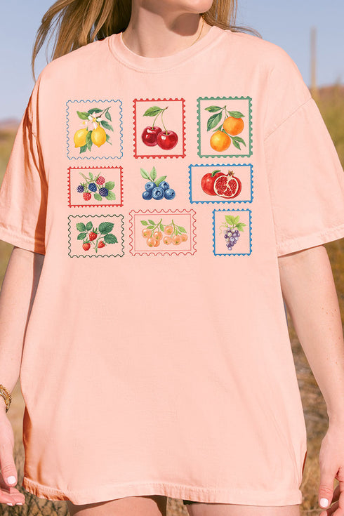 Summer Fruit Stamps Comfort Colors Adult Ring-Spun Cotton Tee