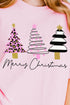 3 Pink Trees Merry Christmas Comfort Colors Adult Ring-Spun Cotton Tee