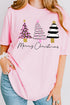 3 Pink Trees Merry Christmas Comfort Colors Adult Ring-Spun Cotton Tee