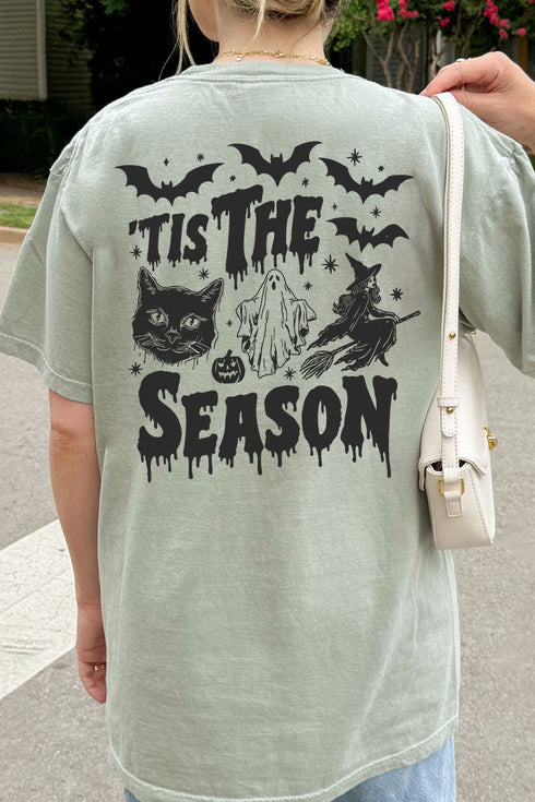 Tis The Season Spooky Front & Back Design Comfort Colors Adult Ring-Spun Cotton Tee