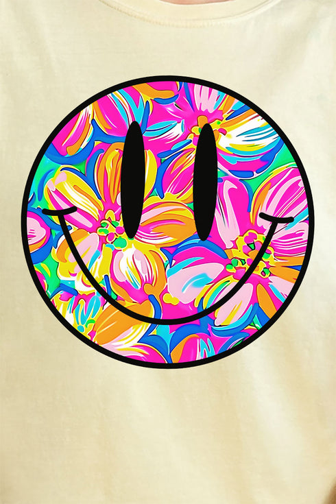 Tropical Flowers Smile Comfort Colors Adult Ring-Spun Cotton Tee