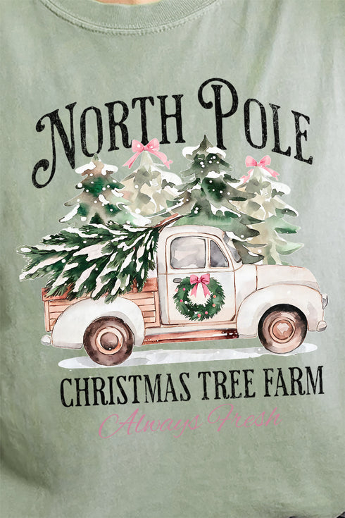 Truck North Pole Tree Farm Comfort Colors Adult Ring-Spun Cotton Tee