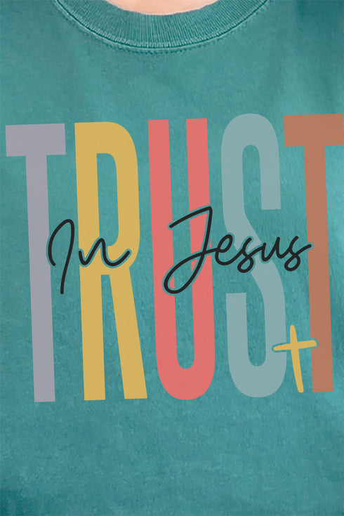 Colorblock Trust In Jesus Comfort Colors Adult Ring-Spun Cotton Tee