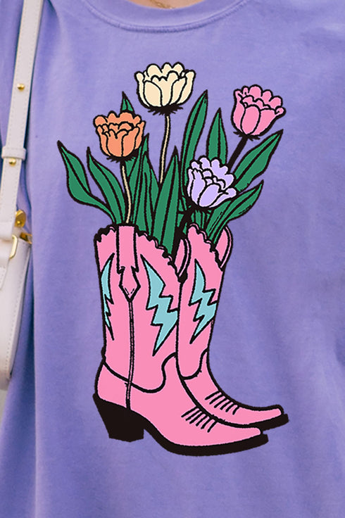 Tulip Cowgirl Boots Comfort Colors Adult Ring-Spun Cotton Tee