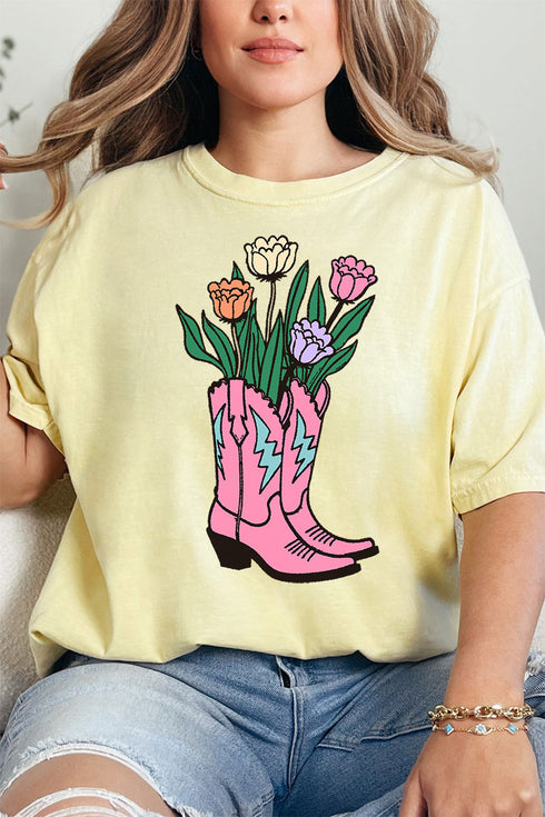 Tulip Cowgirl Boots Comfort Colors Adult Ring-Spun Cotton Tee