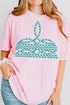 Turquoise Checkered Boot Stitch Comfort Colors Adult Ring-Spun Cotton Tee