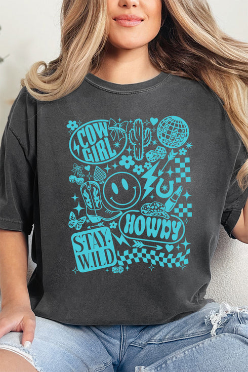 Turquoise Western Collage Comfort Colors Adult Ring-Spun Cotton Tee