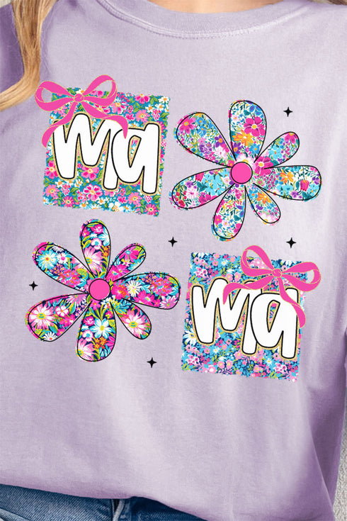 Vibrant Floral Mama Comfort Colors Adult Ring-Spun Cotton Tee