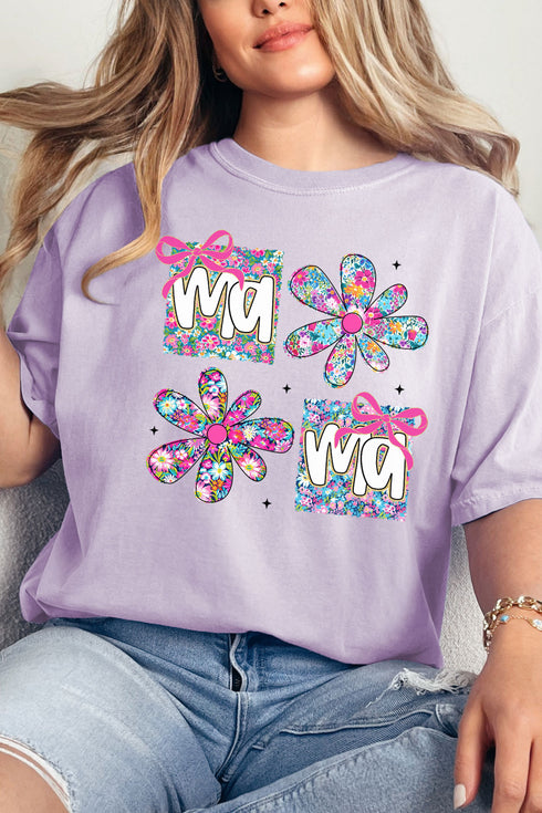 Vibrant Floral Mama Comfort Colors Adult Ring-Spun Cotton Tee