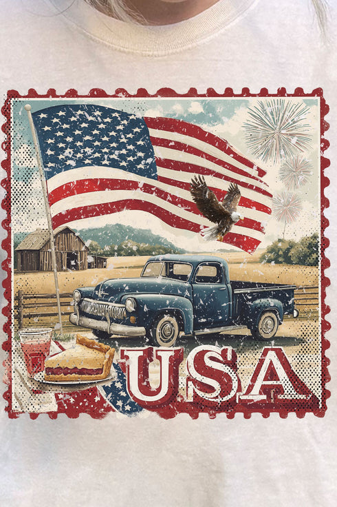 Vintage USA Stamp Comfort Colors Adult Ring-Spun Cotton Tee