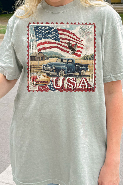 Vintage USA Stamp Comfort Colors Adult Ring-Spun Cotton Tee