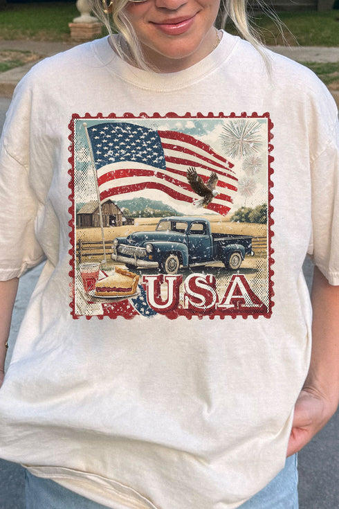 Vintage USA Stamp Comfort Colors Adult Ring-Spun Cotton Tee
