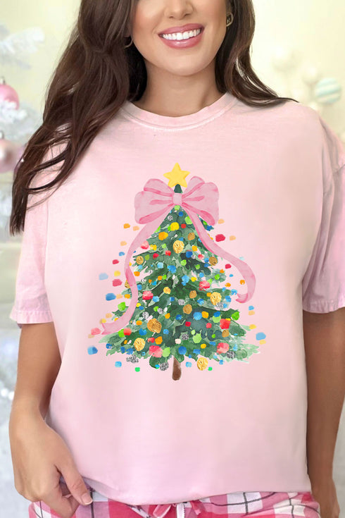 Watercolor Dots Christmas Tree Comfort Colors Adult Ring-Spun Cotton Tee