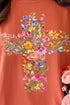 Watercolor Floral Cross Comfort Colors Adult Ring-Spun Cotton Tee