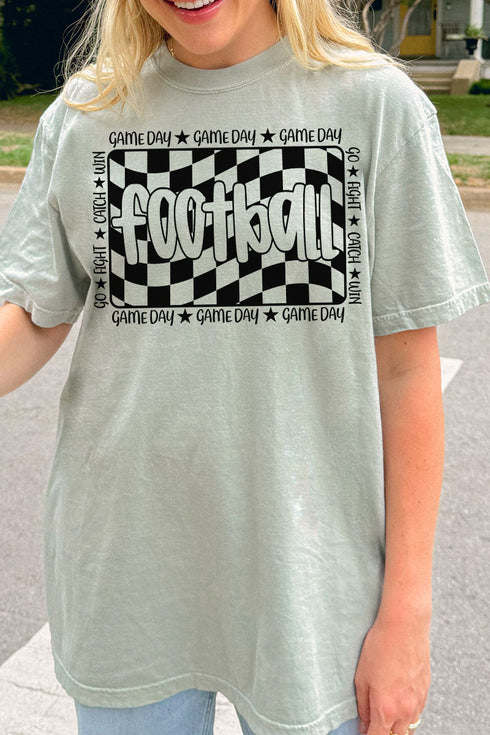 Wavy Checkered Football Comfort Colors Adult Ring-Spun Cotton Tee