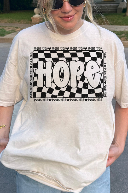 Wavy Checkered Hope Comfort Colors Adult Ring-Spun Cotton Tee