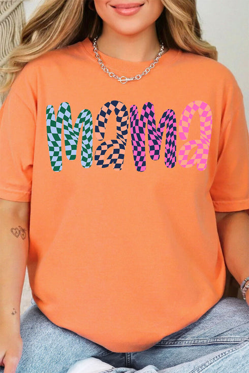 Wavy Checkered Mama Comfort Colors Adult Ring-Spun Cotton Tee