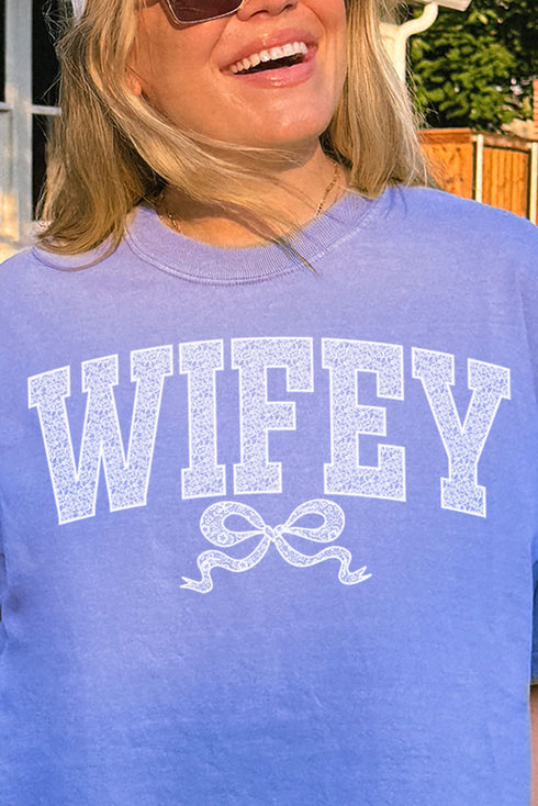 White Lace Wifey Comfort Colors Adult Ring-Spun Cotton Tee