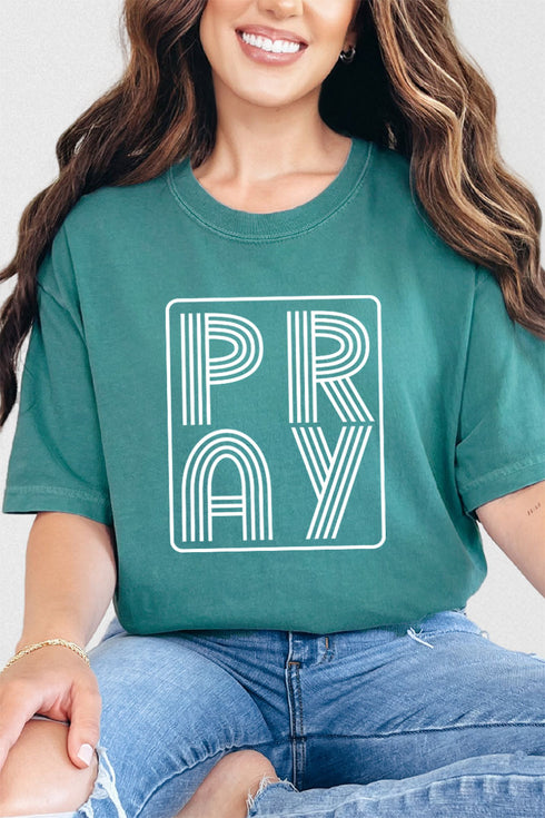 White Retro Style Pray Comfort Colors Adult Ring-Spun Cotton Tee