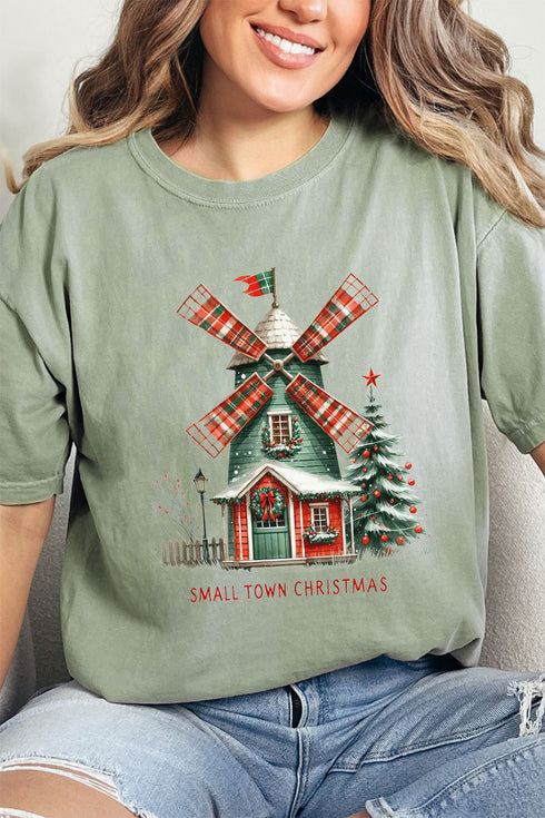 Windmill Small Town Christmas Comfort Colors Adult Ring-Spun Cotton Tee