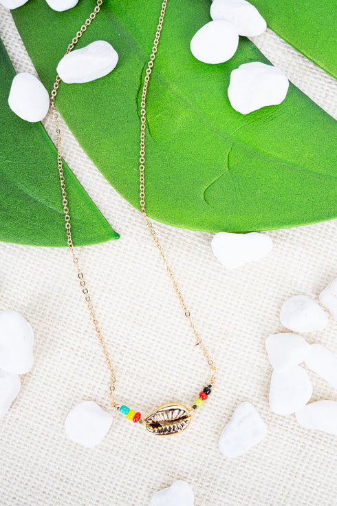 Treasure Cay Goldtone & Multi-Color Cowrie Necklace