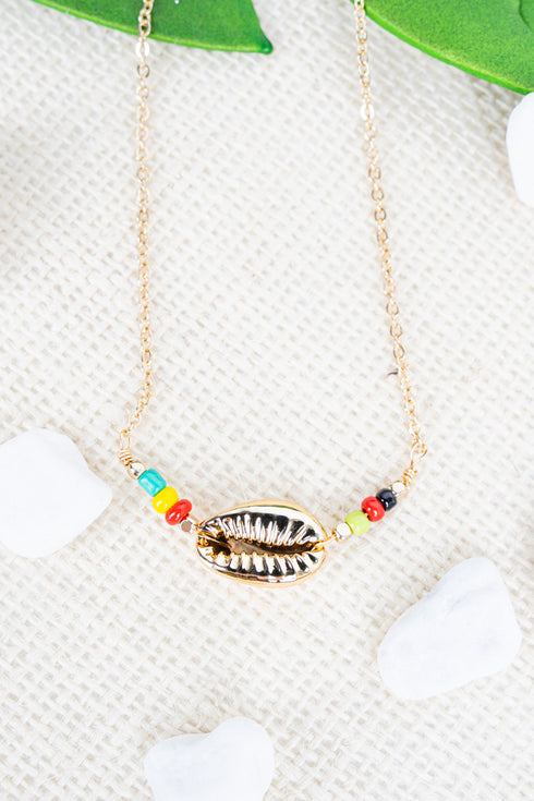 Treasure Cay Goldtone & Multi-Color Cowrie Necklace