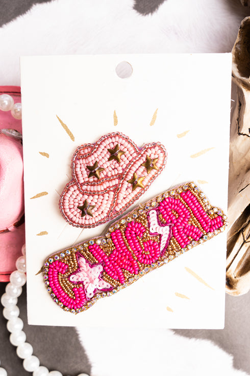 Seed Bead Hat and 'Cowgirl' Hat Pins