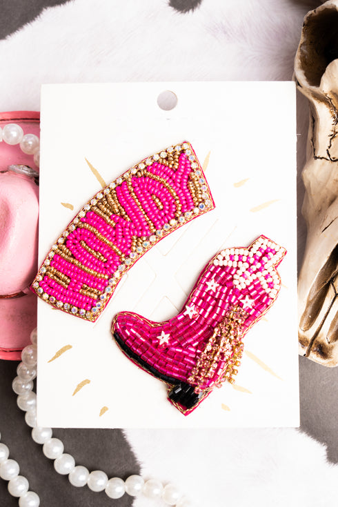 Seed Bead 'Howdy' and Boot Hat Pins