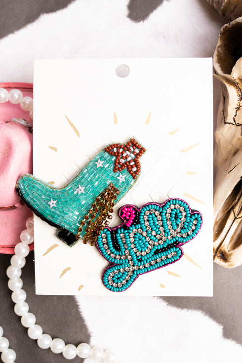 Seed Bead 'Yall' and Boot Hat Pins