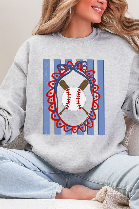 Baseball Stripes Heavy Blend Crew Sweatshirt