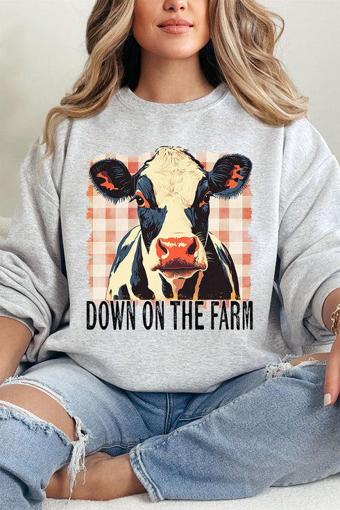 Down On The Farm Cow Heavy Blend Crew Sweatshirt