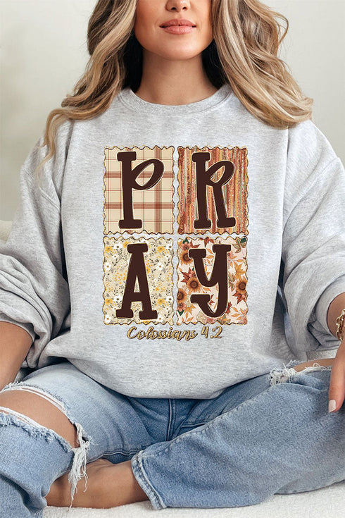 Fall Floral Pray Heavy Blend Crew Sweatshirt