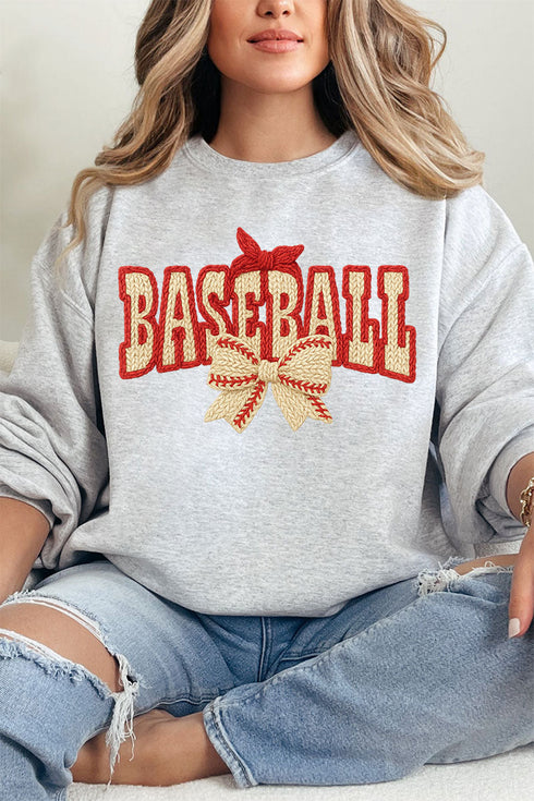 Faux Yarn Baseball Coquette Heavy Blend Crew Sweatshirt